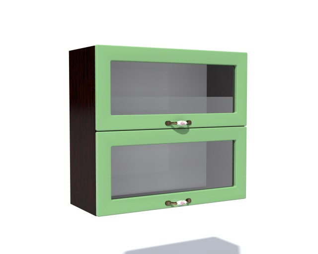 Corp superior vitrina 80 cu 2 usi orizontale Zebra MDF fistic simplu Corp superior vitrina 80 cu 2 usi orizontale Zebra MDF fistic simplu